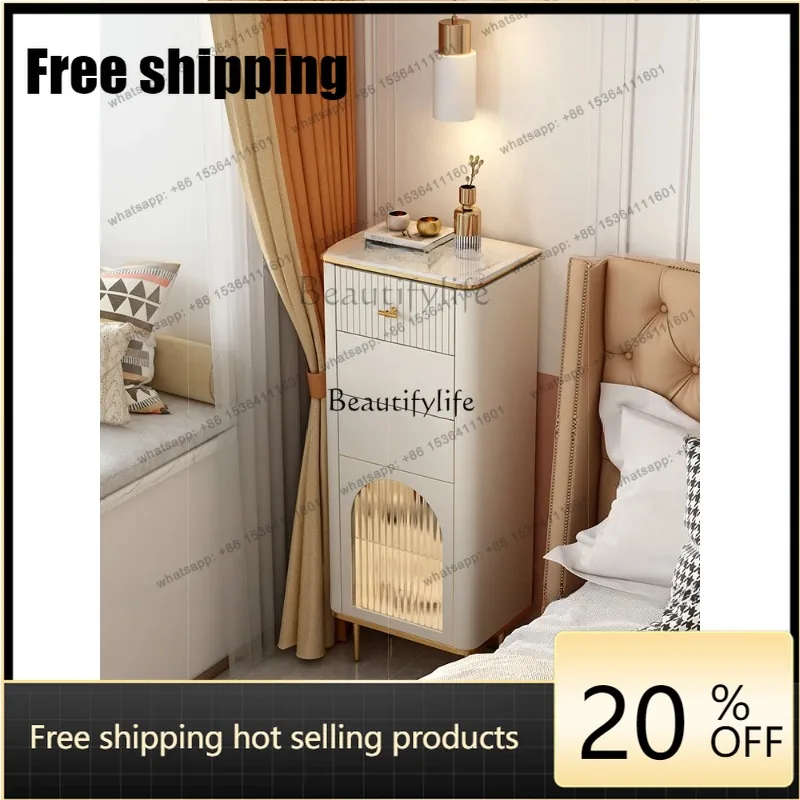 JJ Light Luxury Stone Plate Four Or Five Chests Of Drawers Storage Drawer Small Apartment Bedroom Narrow Storage Bedside Table