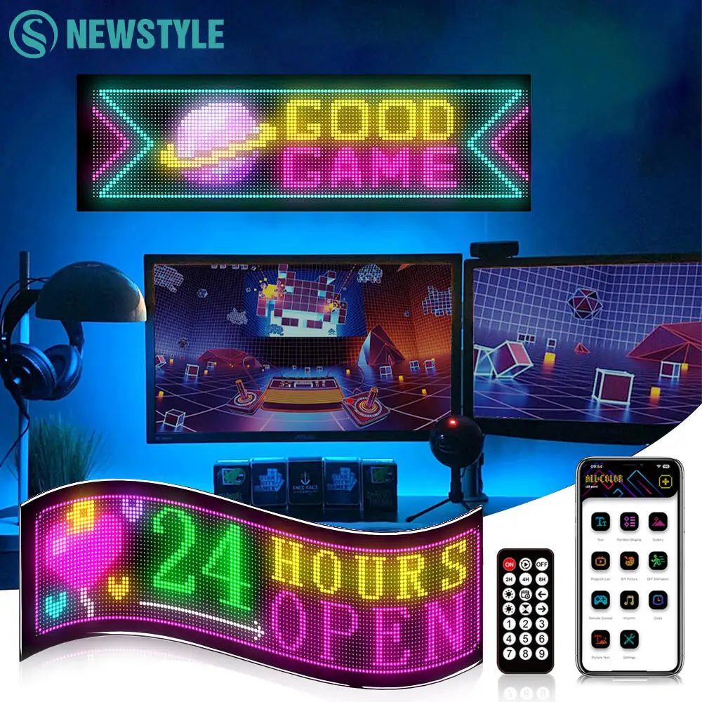 مرنة قابلة للبرمجة LED مصفوفة لوحة ضوء الليل شاشة لينة التمرير الرسوم المتحركة التحكم في تطبيق الهاتف المحمول للإعلان DIY الطرف