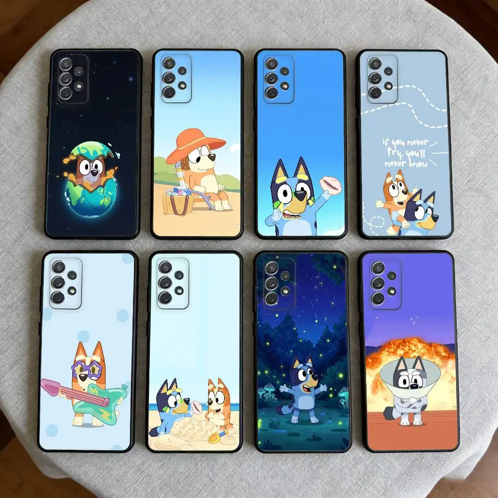Cartoon B-Bingo DOG Phone Case For Samsung Galaxy A73,A72,A71,A70,A53,A52,A51,Soft Silicone Black Cover