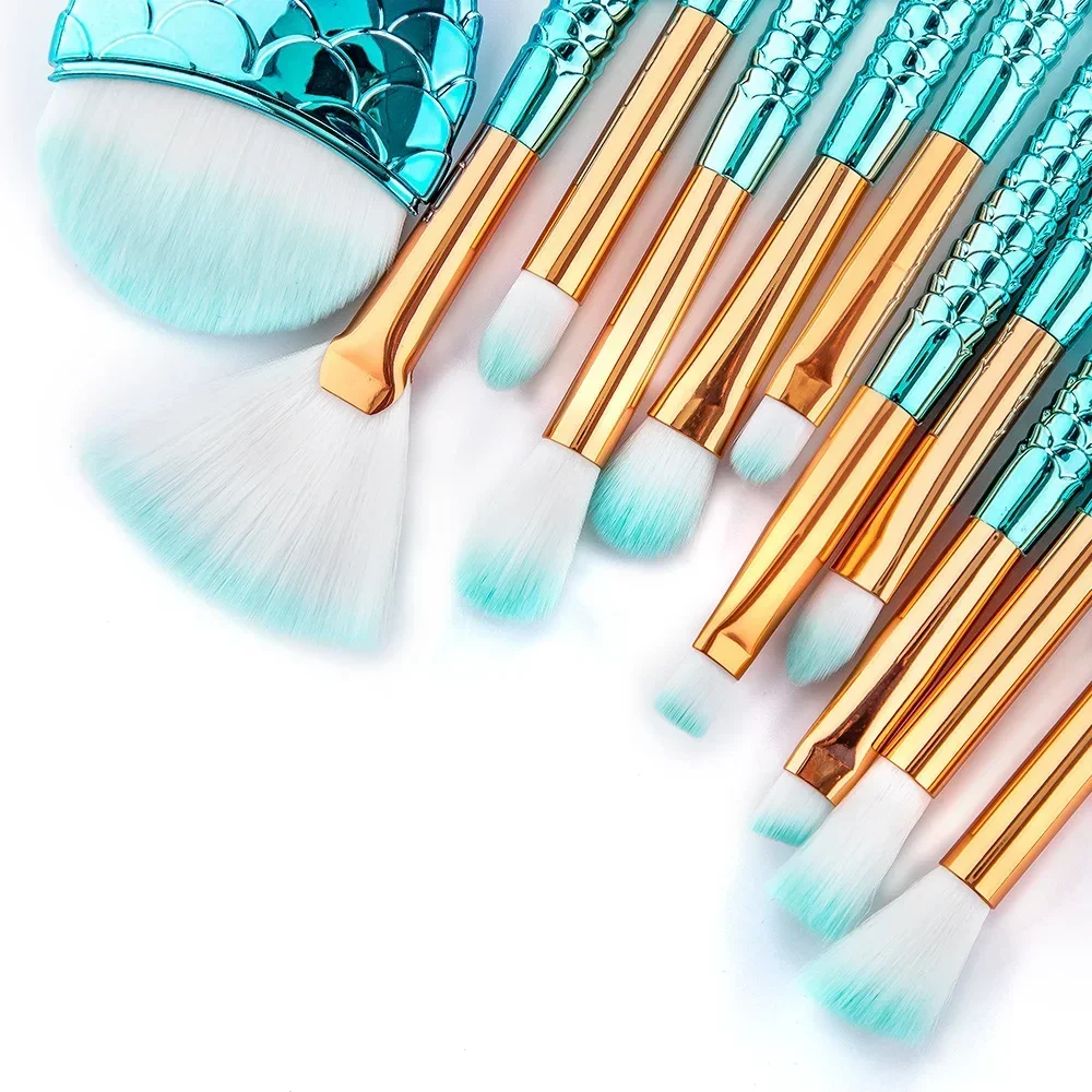 10/11pcs Makeup Brushes Kit maquiagem maquillaje New Mermaid Foundation Eyebrow Eyeliner Cosmetic makeup Brushes