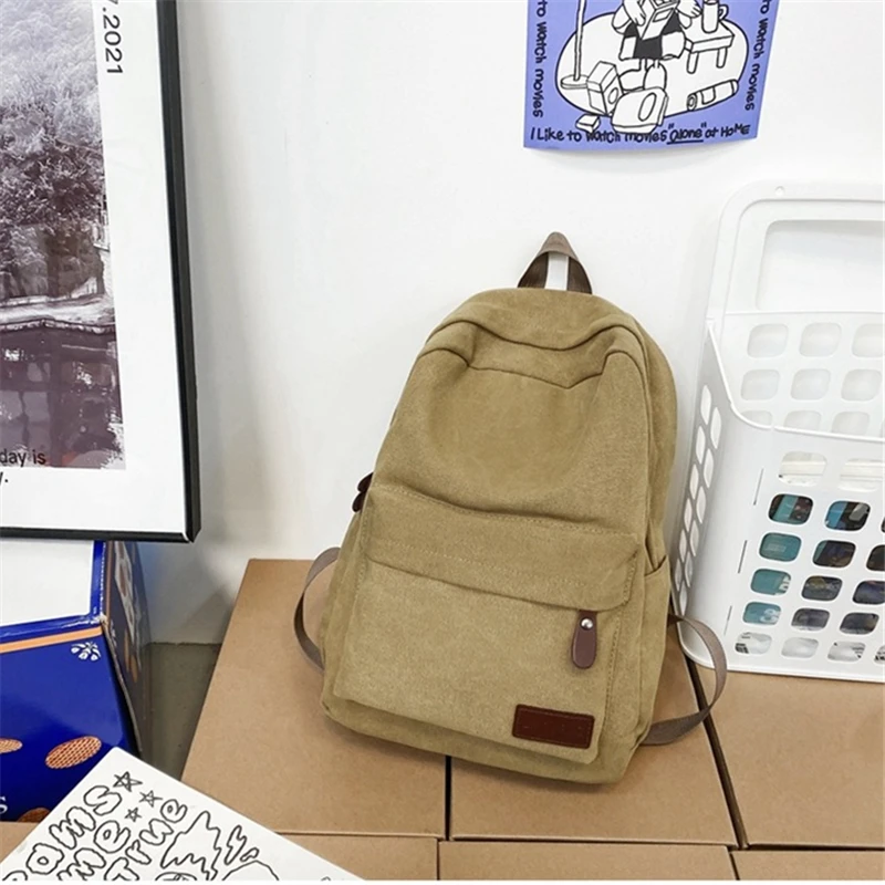 Nesitu A4 Vintage Durable Green Black Khaki Brown 14 inch Laptop Canvas Men Women Backpack School Hiking Travel Bag M31