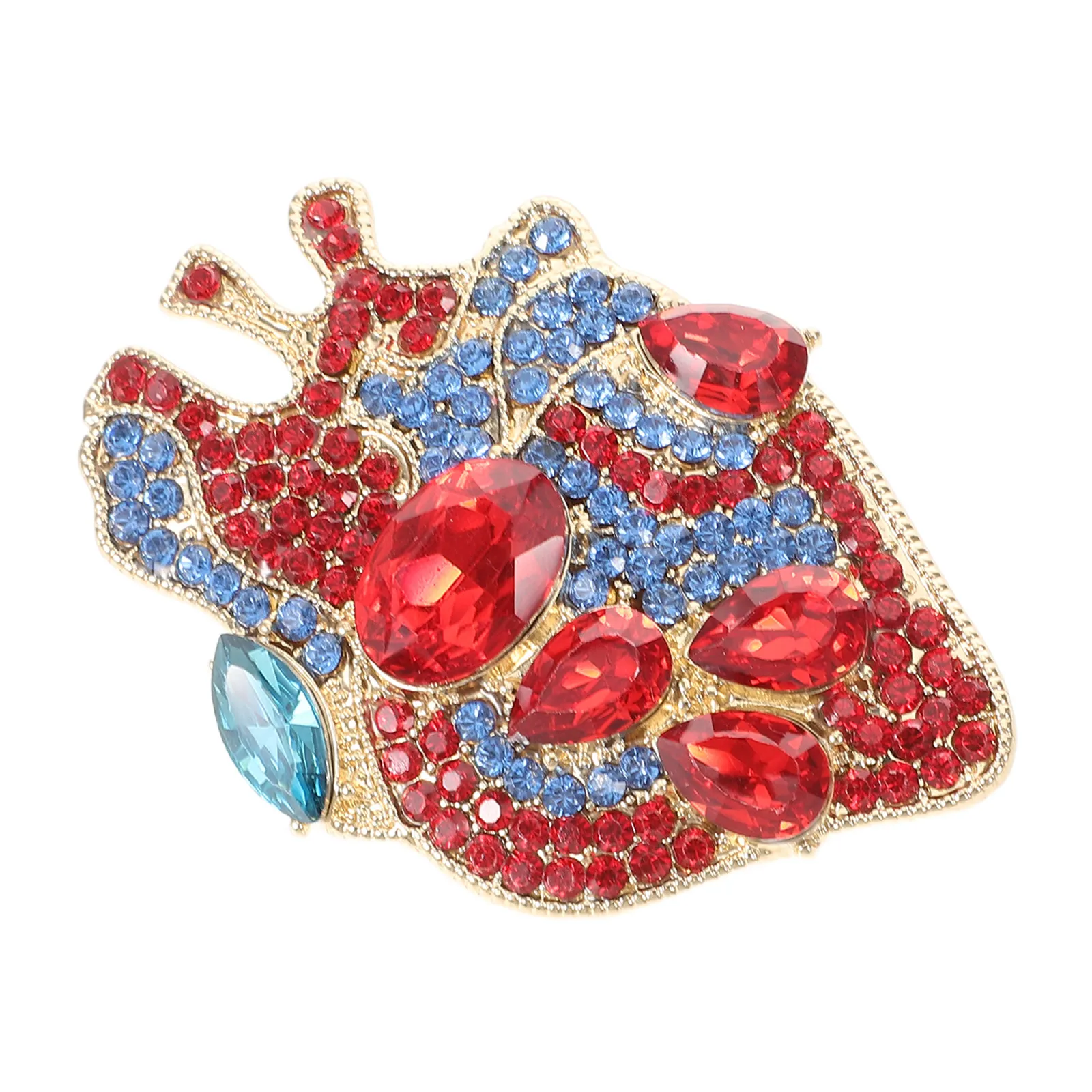 Anatomy Heart Lapel Pin Gothic Rhinestone Brooch Doctors Nurses Cardiologists Students Lab Coats Lanyards
