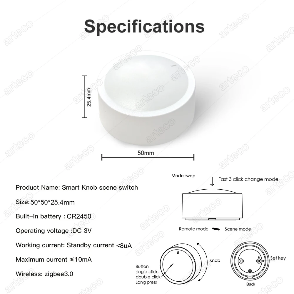 New Tuya ZigBee Smart Knob Switch Wireless Scene Switch Button Dimmer Controller Battery Powered Automation Scenario Smart Life