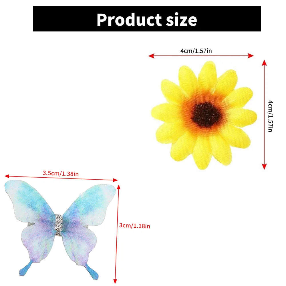 5/6 Sunflower Hair Clips Side Hair Clips Cute - Daisy Flower Butterfly Hair Clips Duck billed Hair Clips Women's Hair Accessorie image 6