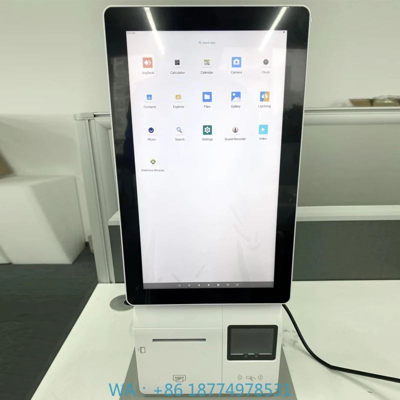 

Киоск Pos Machine Платежные киоски для ресторана Самозаказ Платежный киоск, 15,6-дюймовый настольный сенсорный экран Бессное обслуживание
