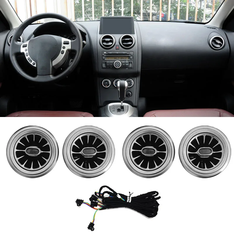 Car Accessories For Nissan Qashqai 2007 -2013 Front Dashboard AC Air Condition LED Turbo Vent Outlet Interior Trim