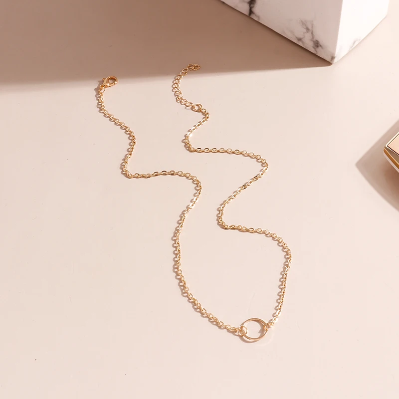 Aihua Mode Mädchen Schlüsselbein Kette Hohl Runde Kreis Halsketten für Frauen Einfache Prägnante OL Halsketten Geburtstag Schmuck Geschenke – Detail 10