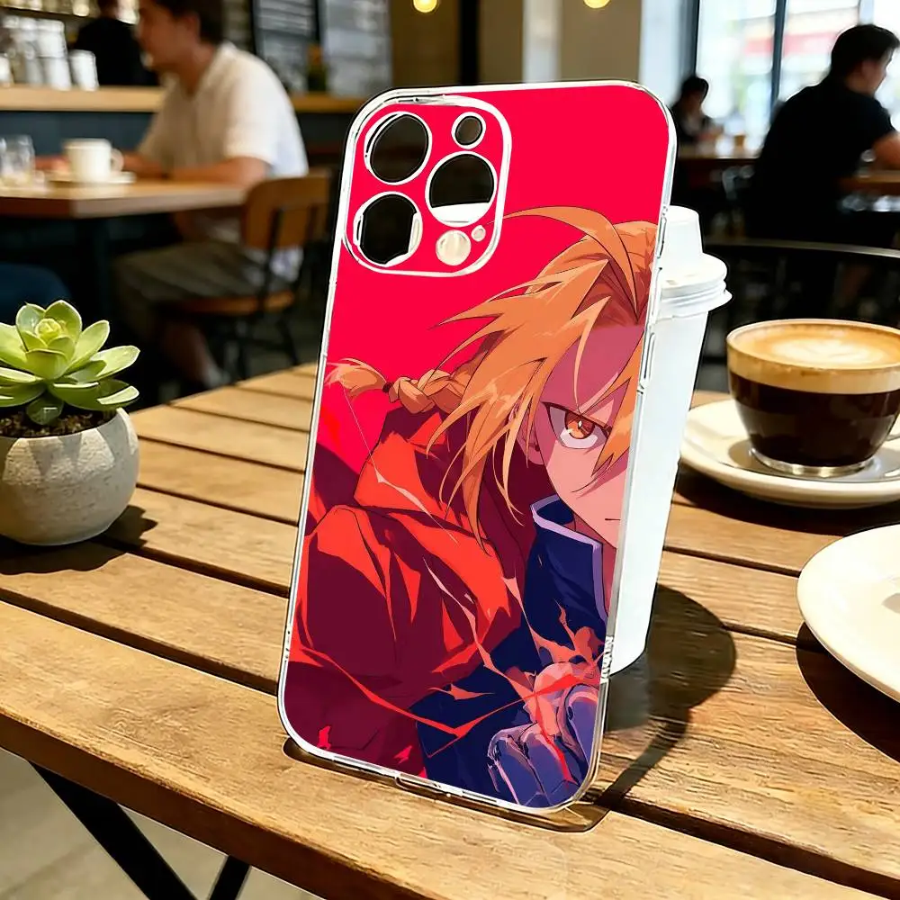 

Edward Elric Fullmetal Alchemist Anime Phone Case Transparent Silicone Soft For iPhone 17 16 15 14 13 12 11 Mini Pro Max Plus