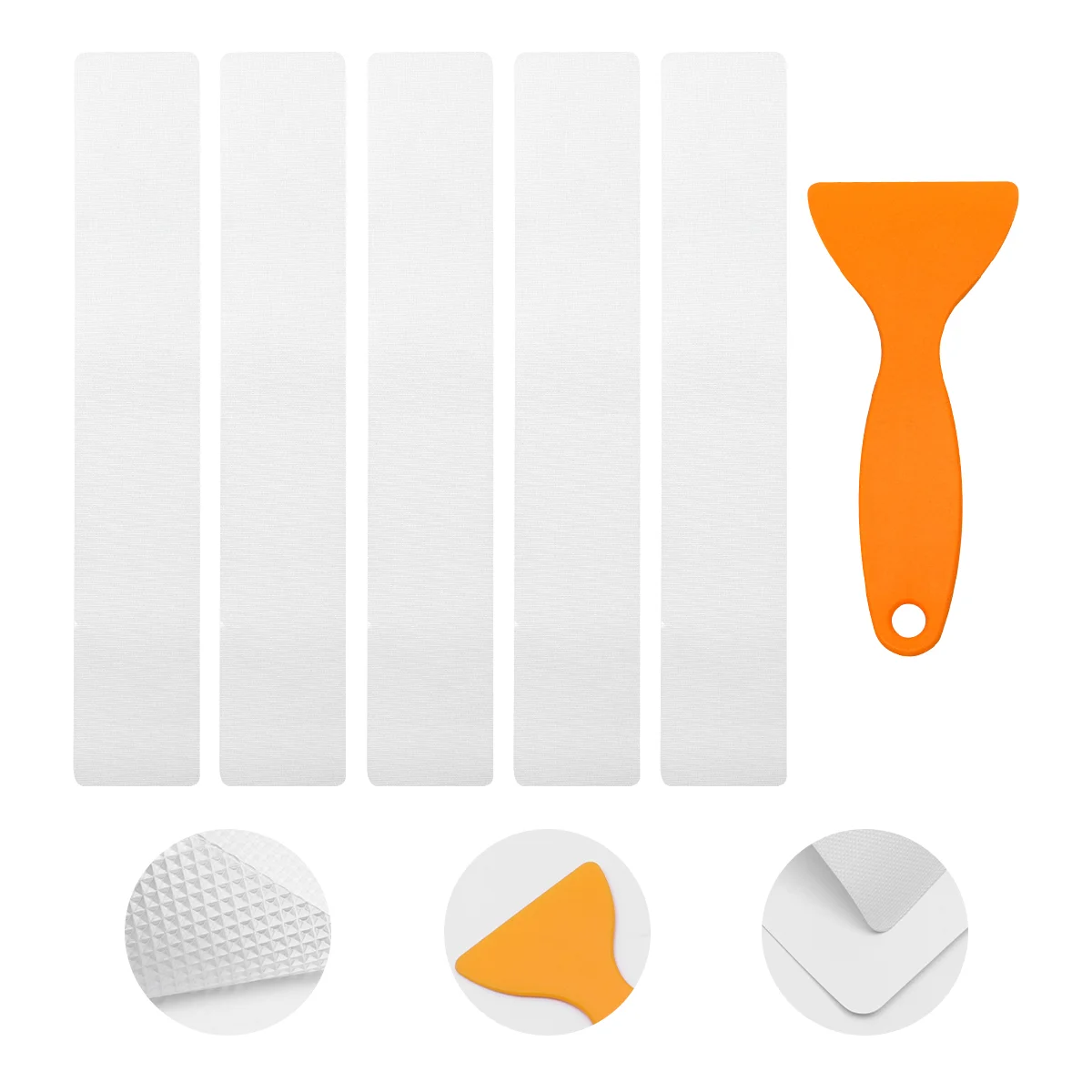 

5pcs Anti Skid Shower Stickers Bathtub Self-Adhesive Tape Strips with Scraper Bathtub Sticker Bathroom Anti Skid Sticker
