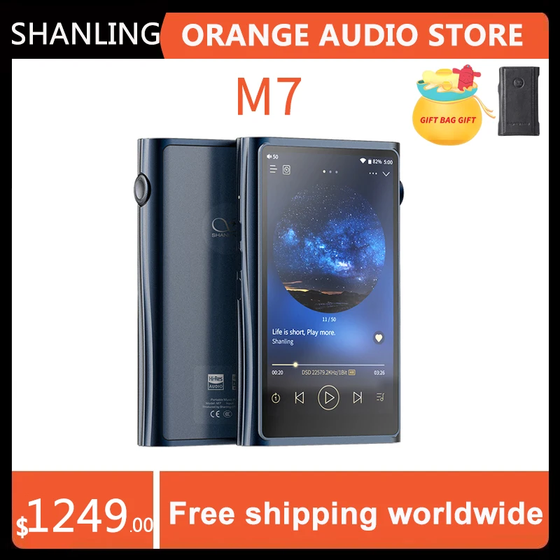 

SHANLING M7 Android Portable Music Player MP3 ES9038Pro DAC Qualcomm 665 Soc 6G RAM 128G ROM DSD512 1080p MQA Sharp HD Screen