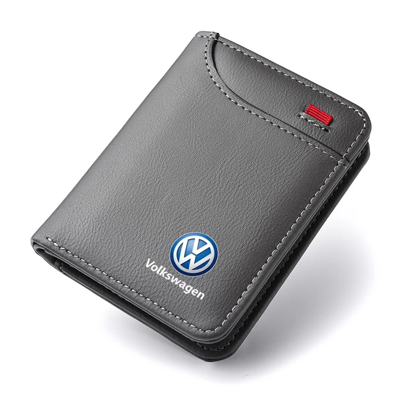 Car Men\'s Leather Wallet motor vehicles Card Ticket Storage Bag For VW GTI Jetta Golf Tiguan Transporter Passat GTD Polo