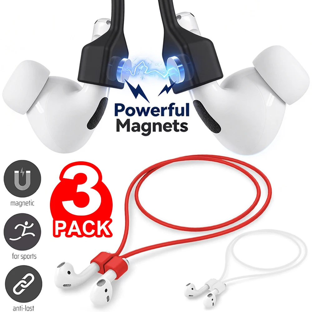 Magnetic Anti-lost Ropes Strap Silicone Earphones String for Airpods Huawei Freebuds 3 Wireless Bluetooth Headphone Neck Straps