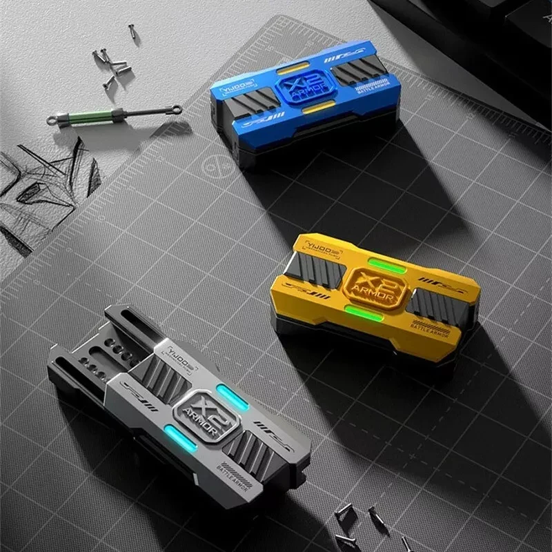 YIJOO مضيئة دفع المنزلق المغناطيسي تململ المنزلق الحسية ألعاب متململة المعادن EDC درع مكافحة الإجهاد تململ سبينر اللعب