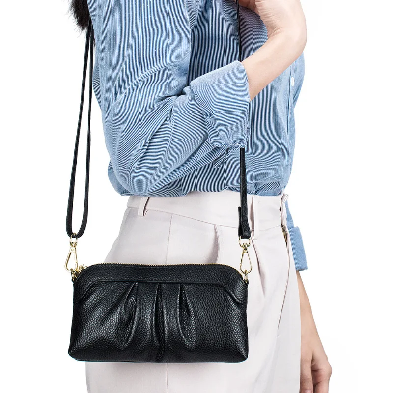 Genuine Leather Trend Shoulder Bag Women Cowhide Luxury Crossbody Designer Tote Handbag Girl Lipstick Key Phone Pouch Messenger