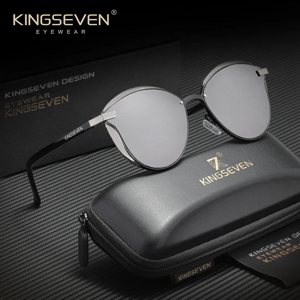 KINGSEVEN Stilvolle Polarisierte Damen-Sonnenbrille mit Katzenaugen-Rahmendesign, Spiegelgläser, Modische Luxus-Damenbrille mit UV400-Schutz