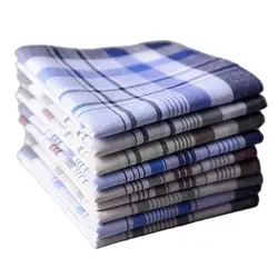 10Pcs/lot SHSEJA Classic Vintage Plaid Stripe Handkerchief Hanky Men Pocket Squares 100% Cotton Business Casual Chest Towel