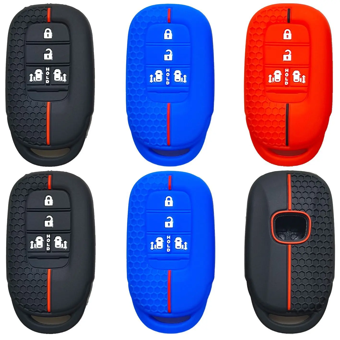 For Honda New Civic Accord Extremely Paihaoying Style Remote Control 4-button Honeycomb Pattern Silicone Car Key Case