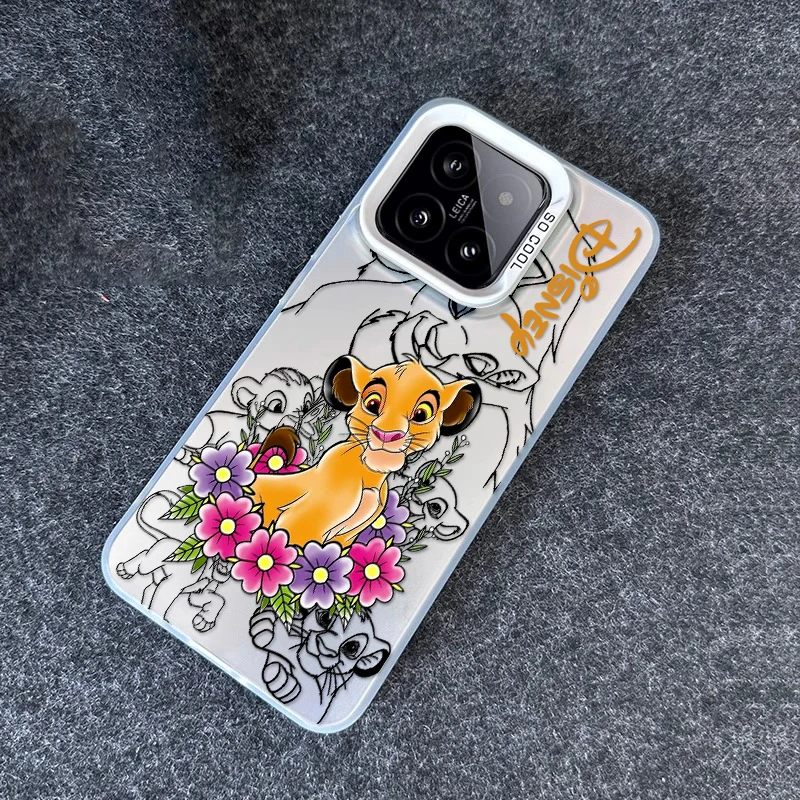 Disney Lion King Cartoon For Xiaomi 14T 12T 13T Poco F3 F4 M2 M3 M5s X3 X5 M6 Pro GT Plus C65 Colorful Silver Phone Case