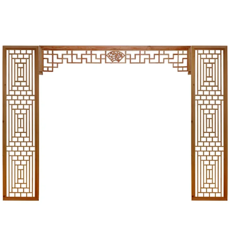 Solid wood lattice hollow new Chinese partition ancient building antique doors and windows porch screen custom