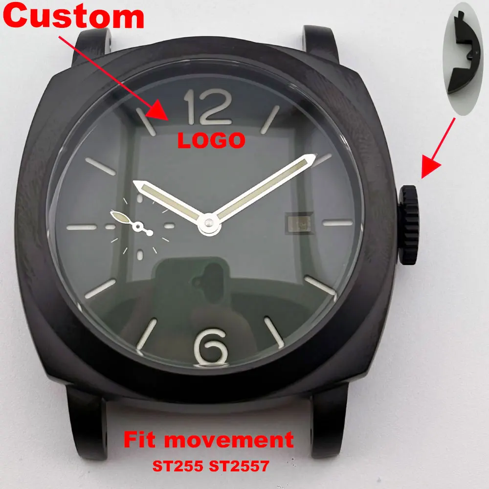 45mm 316L Stainless Steel Sapphire Glass Case Suitable for 36mm Sandwich Dial ST2555 ST2557 Automatic Movement Newly Assembled