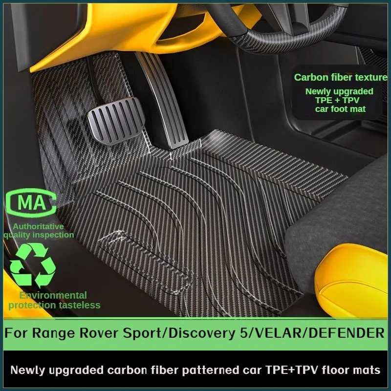 New 3D Carbon Fiber Patterned Car Floor Mat TPE+TPV for Land Rover/Discovery 5/RANGE ROVER SPORT/VELAR/DEFENDER 110