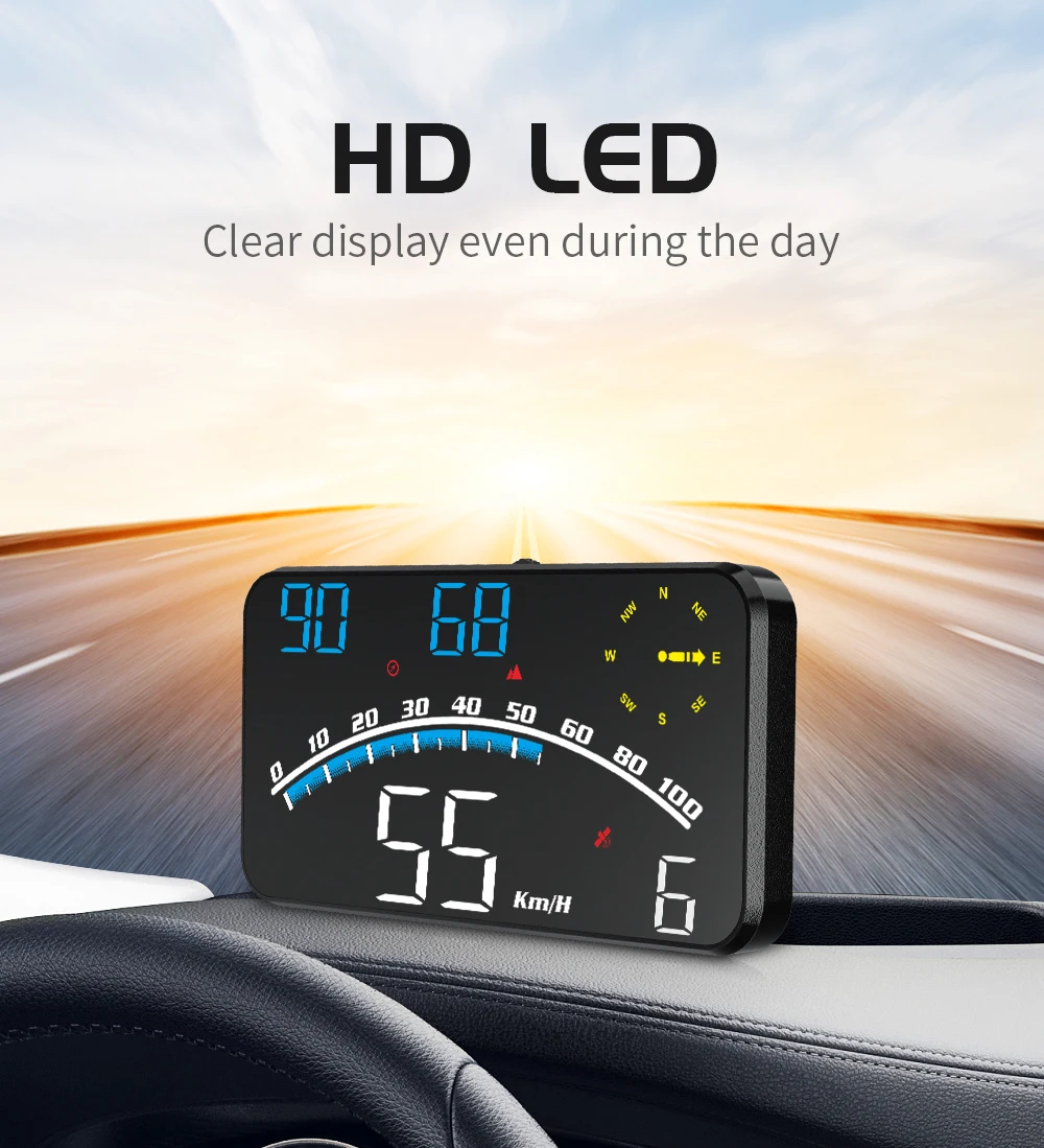 HUD G10 Head-up-Display für Auto Universeller Digitaler Geschwindigkeitsmesser GPS-Tachometer MPH KMH Projektion mit Halterung Auto-Innenausstattung – Detail 14