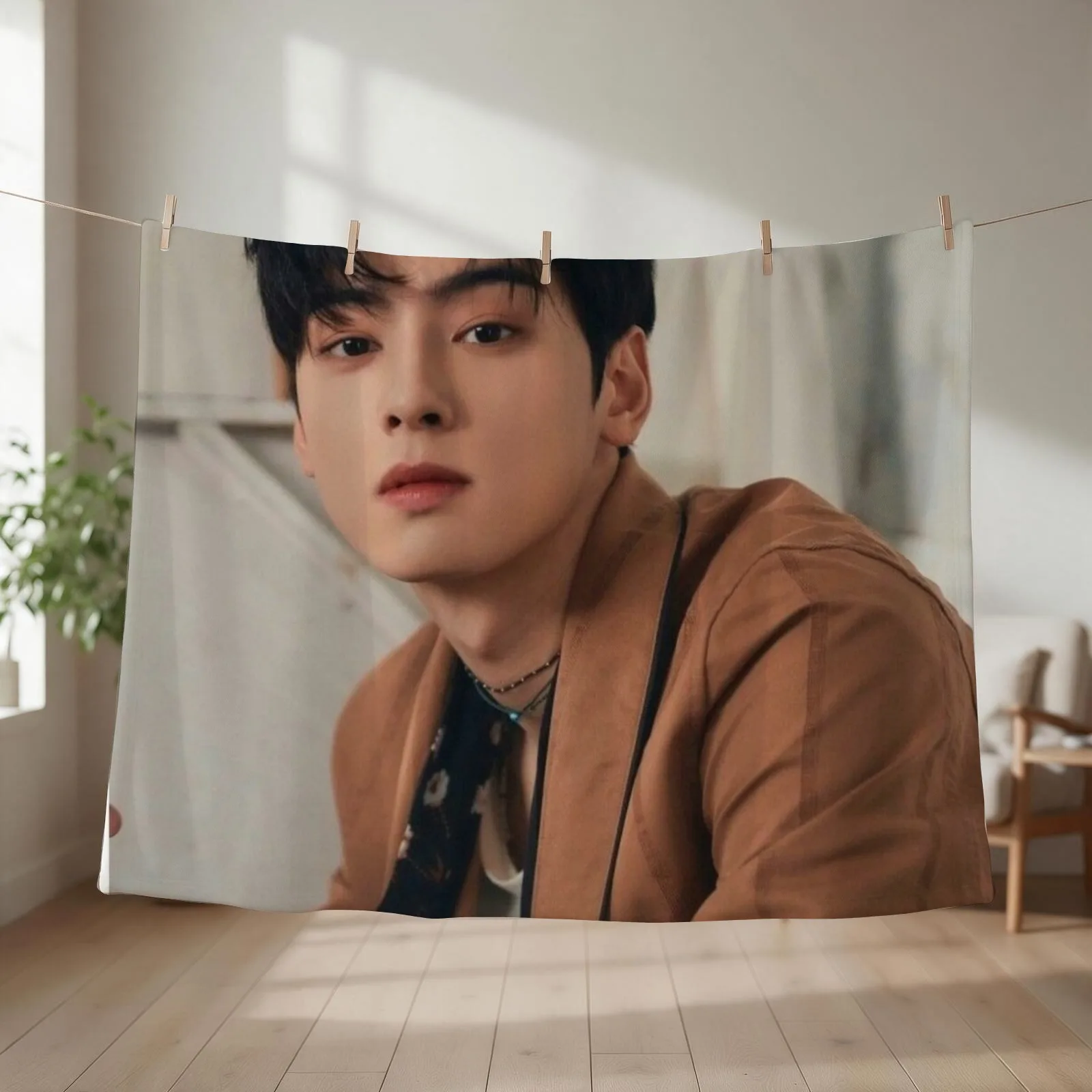 Astro Cha Eun-woo Throw Blanket funny gift Blankets For Bed Summer Beddings Flannels Blankets