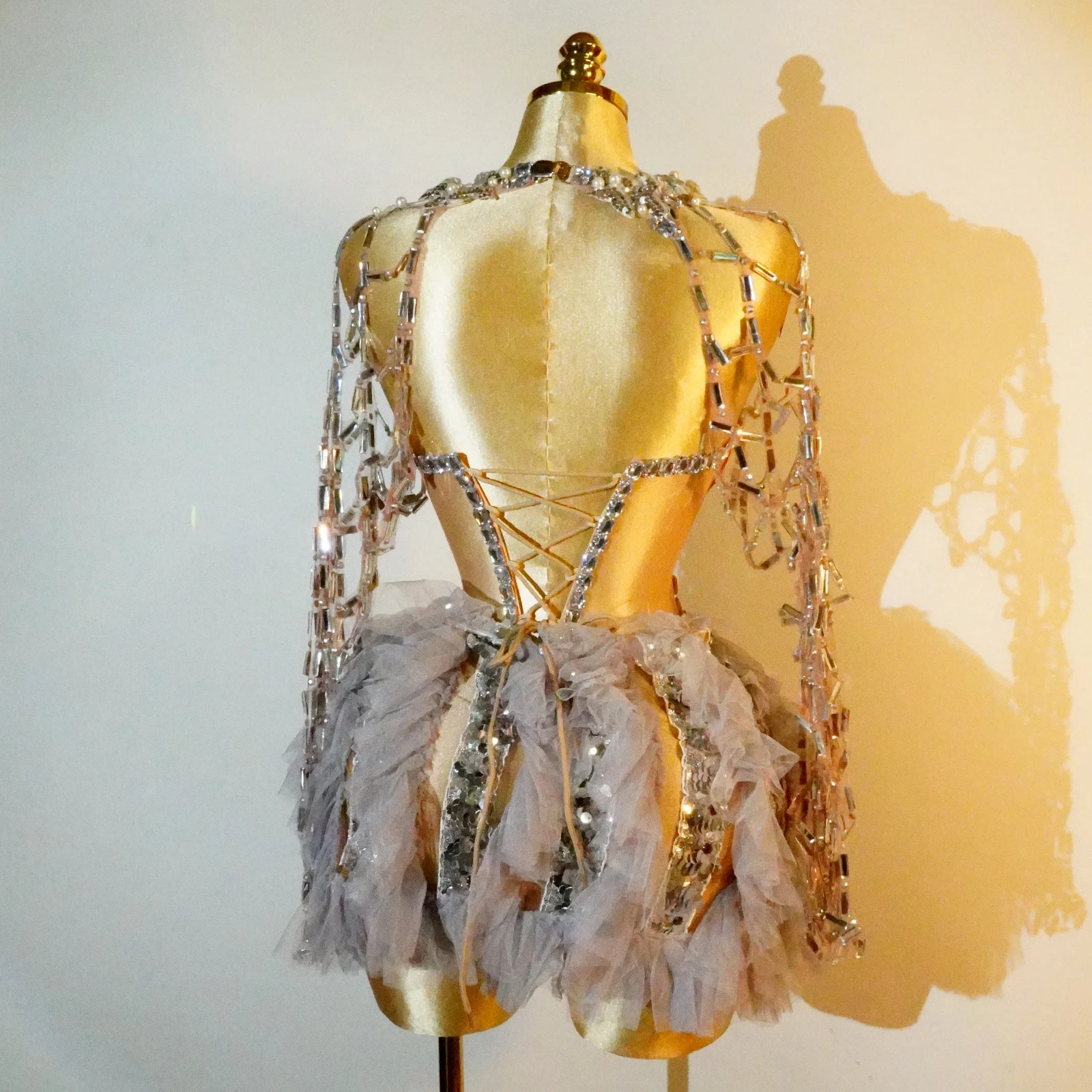 Sexy Music Festival Hollow Out Diamonds Tops ball gown skirt 2 piece set party birthday outfit Valentine Celebrity stage costume