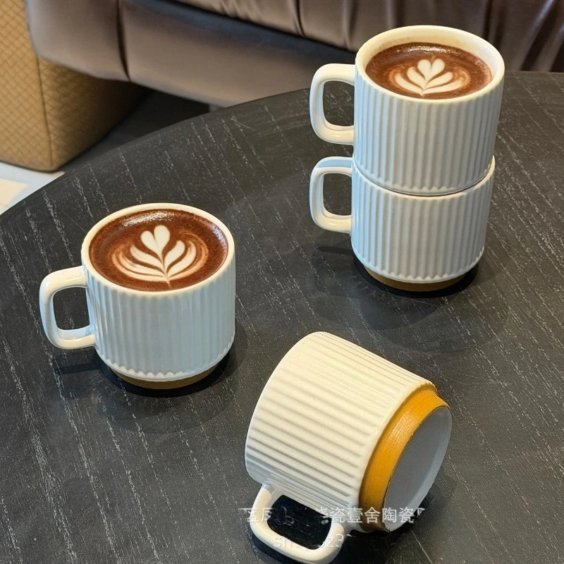 

Кружка с вертикальным узором, японская керамическая чашка для воды, минималистичная кофейная чашка, креативная офисная чайная чашка, устойчивая к высоким температурам