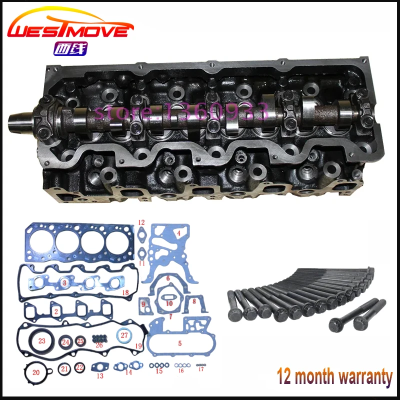 5L Engine complete cylinder head assembly gasket bolt for Toyota Hilux Dyna Hiace 2987cc 3.0 D 8v 1998- 11101-54150 11101-54151