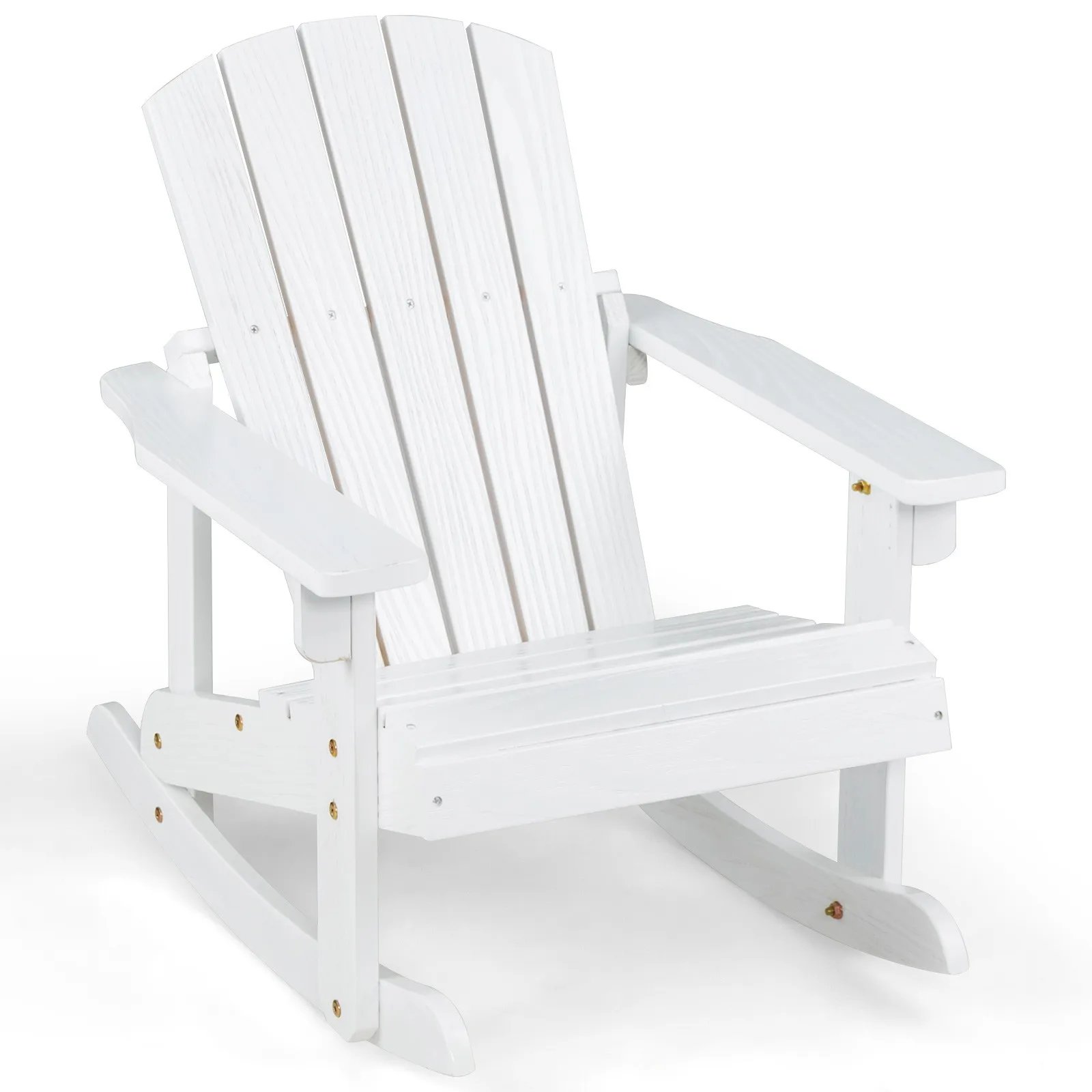 

Детское кресло-качалка Adirondack для улицы, из массива дерева, с решетчатым сиденьем и спинкой, белое