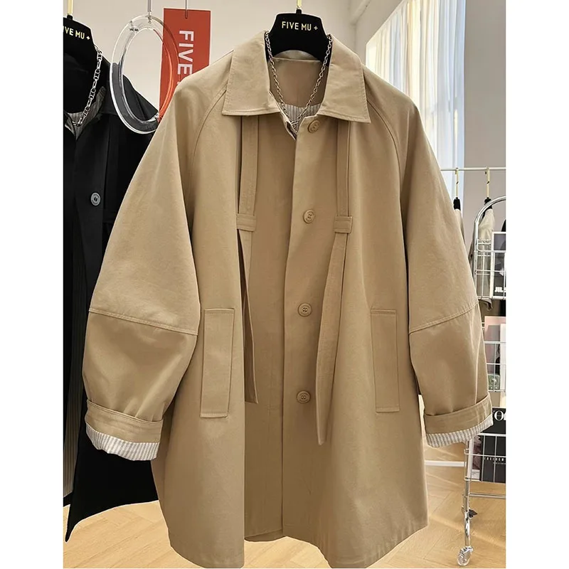 

2024 Spring Autumn New Thin Trench Coat Women Korean Fashion Loose Mid Long Temperament British Style Women Windbreaker Tops