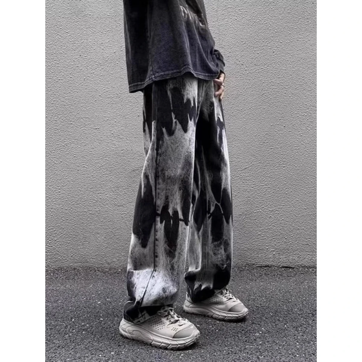 

Loose Straight Leg Men's Jeans Autumn Winter plus Size 250 Pou High Street Trendy Brand Casual Long Trousers