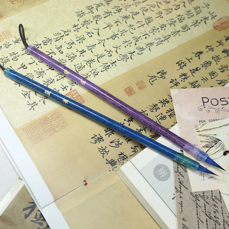 Mini Fine Tip Brush for Calligraphy, Slim Gold Script, Regular Script, Chinese Painting Outline Art Supplies