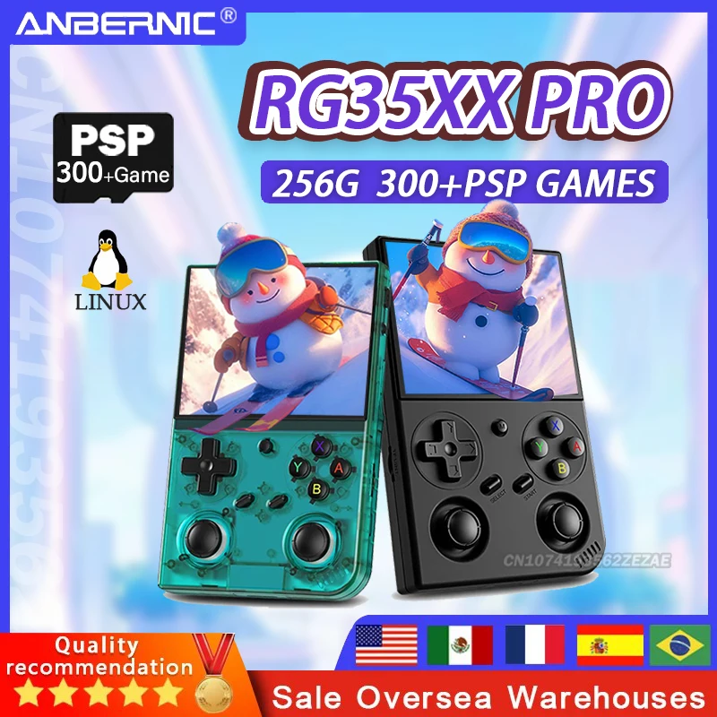 Anbernic RG 35XXPRO 3.5 นิ้วหน้าจอIPSคอนโซลวิดีโอเกมLinuxในตัว 64Gสนับสนุนเอาต์พุตทีวีRetroเกมเกมPSP