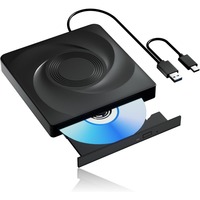 External CD/DVD Drive Plug and Play USB 3.0 & Type-C CD Burner DVD Reader Compatible with Windows/ MacOS/ Linux Laptop Desktop