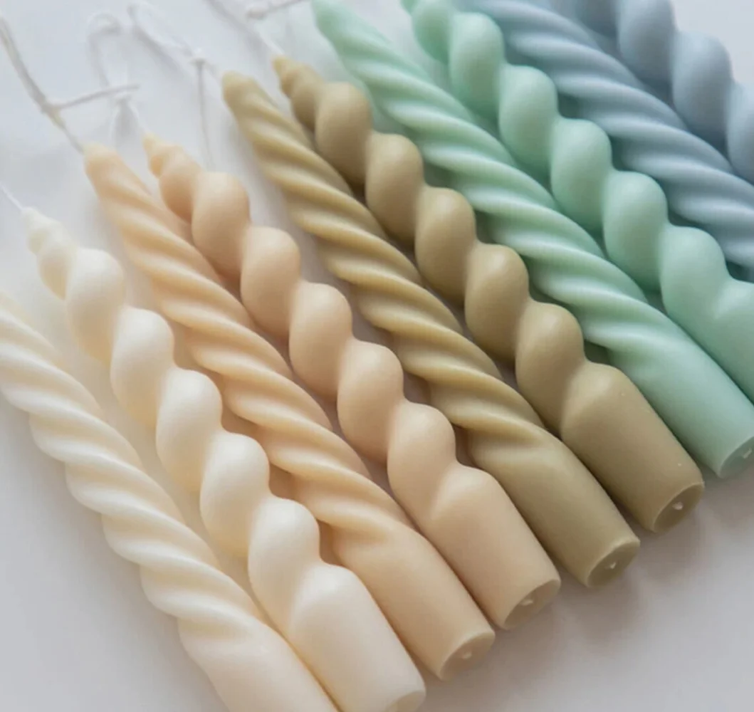 Spiral Twist Candle Mold Taper Pillar Mould Silicone Geometric Aromatherapy Wax Tall Tapered Cylindrical