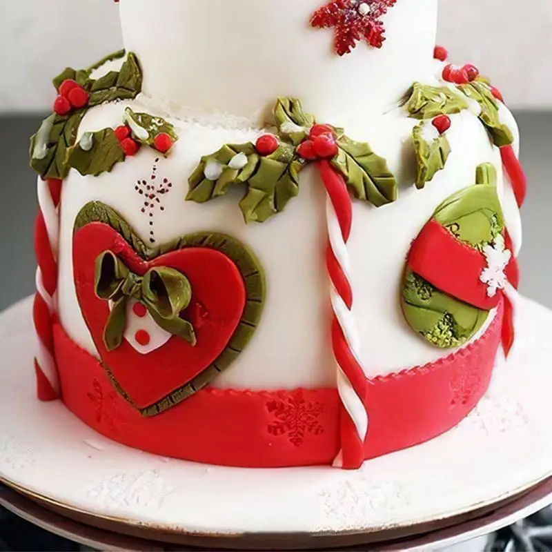 Christmas Holly Decoration Fondant Cake Silicone Mold Chocolate Candy Molds Cookies Pastry Biscuit Mould DIY Baking Y4QC
