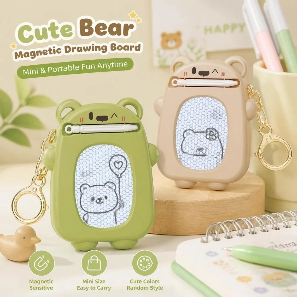 DIY Magnetic Drawing Board Keychain Creative Erasable Writing Board Pendant Funny Hanging Charm Mini Doodle Pad Keychain