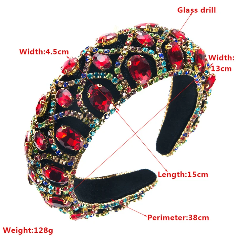 Vintage Full Diamonds Sponge Velvet Headband Women's Wide Edge Face Wash Hair Hoop Wedding Party Hair Accessories Decorate