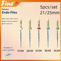 Limas de endodoncia Dental más finas, limas azules, 5 unidades/juego, limas rotativas endodónticas Niti, Material de conducto radicular de odontología de 21/25mm