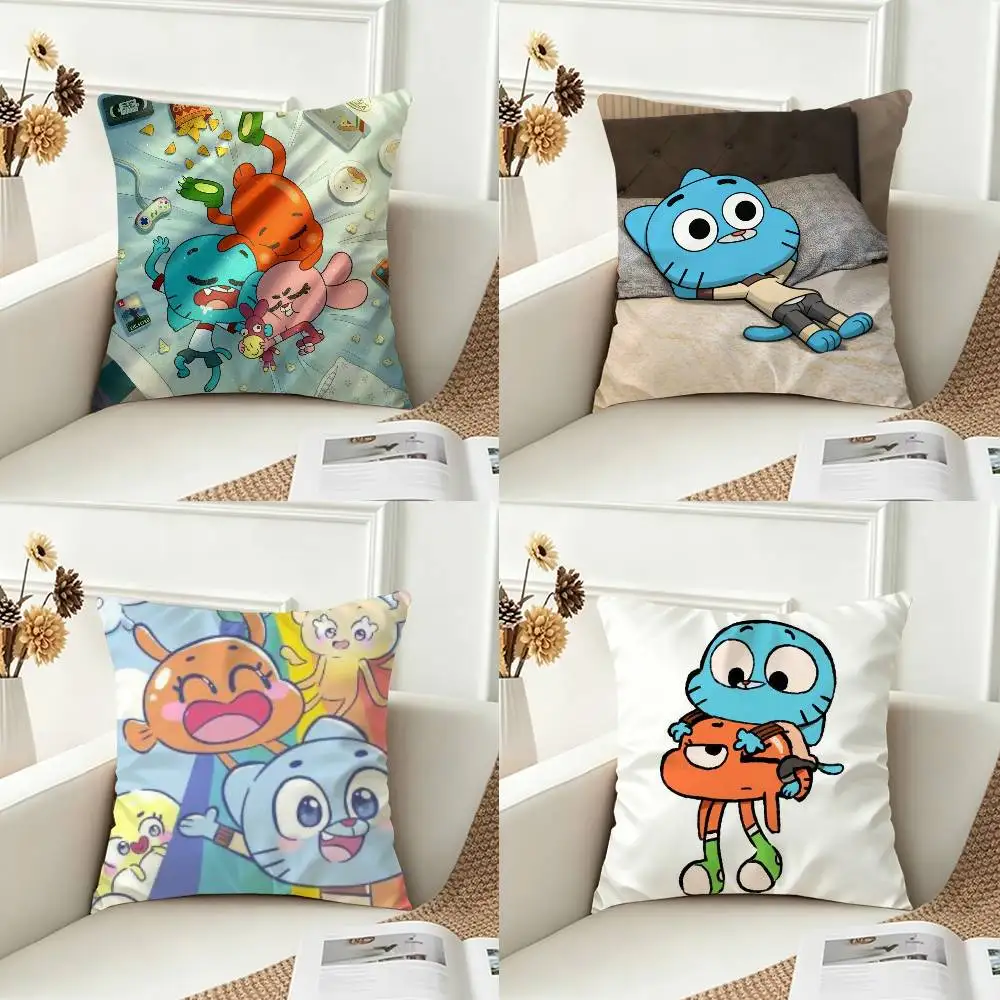 The A-Amazing World of G-Gumball Double-sided Printed Square Decorative Cushion Cover for Sofa Living Room Home Decor