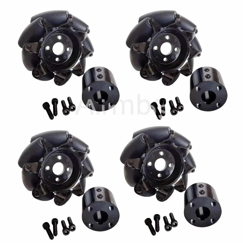 300KG 하중 4인치 100mm 스테인리스 스틸 메카넘 휠 베어링 커플링 포함 전방위 차량 로봇 섀시 타이어