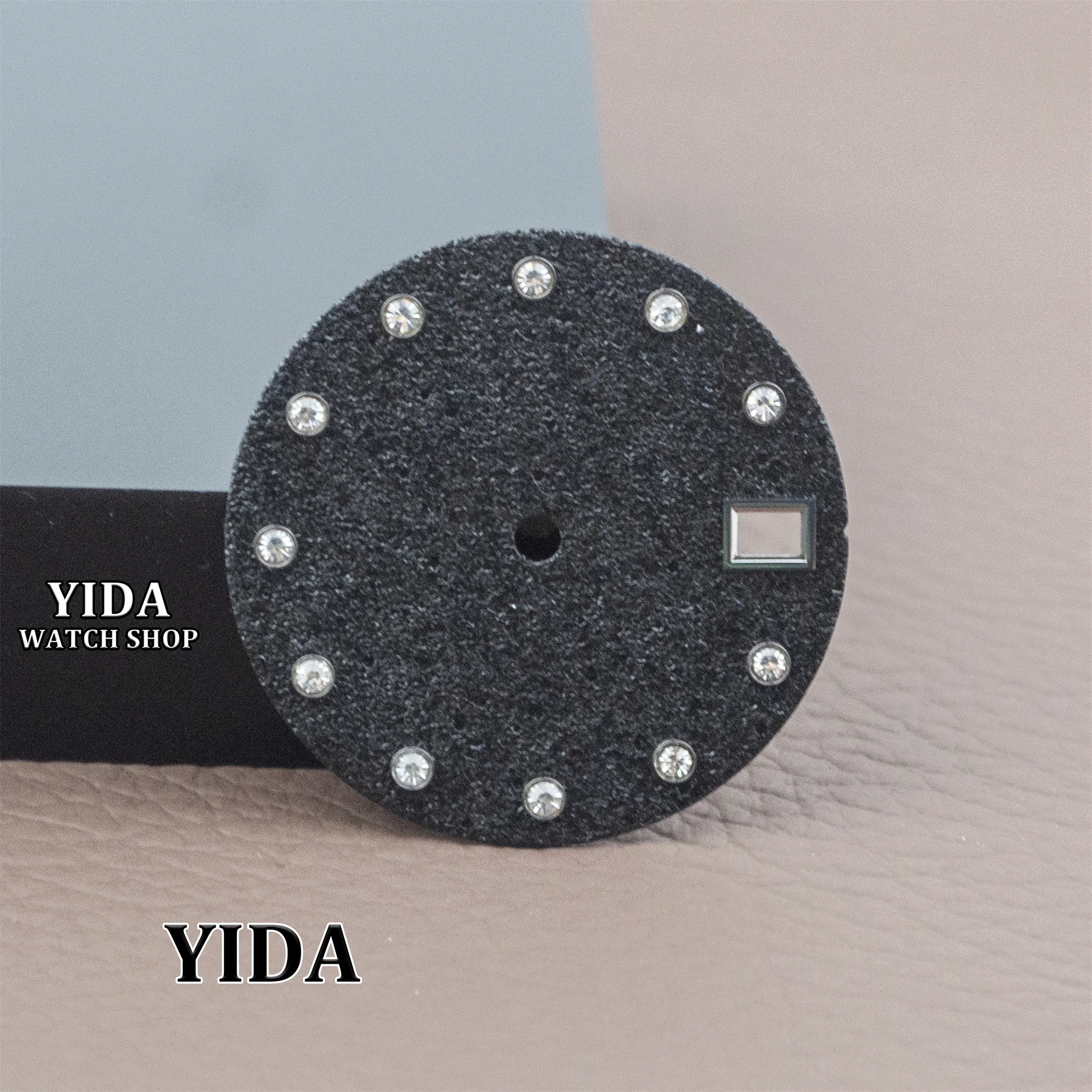 28.5mm não-luminoso diamantes dial relógio rosto masculino nh35 dial para nh35 movimento automático modificado relógio acessórios ferramentas de reparo