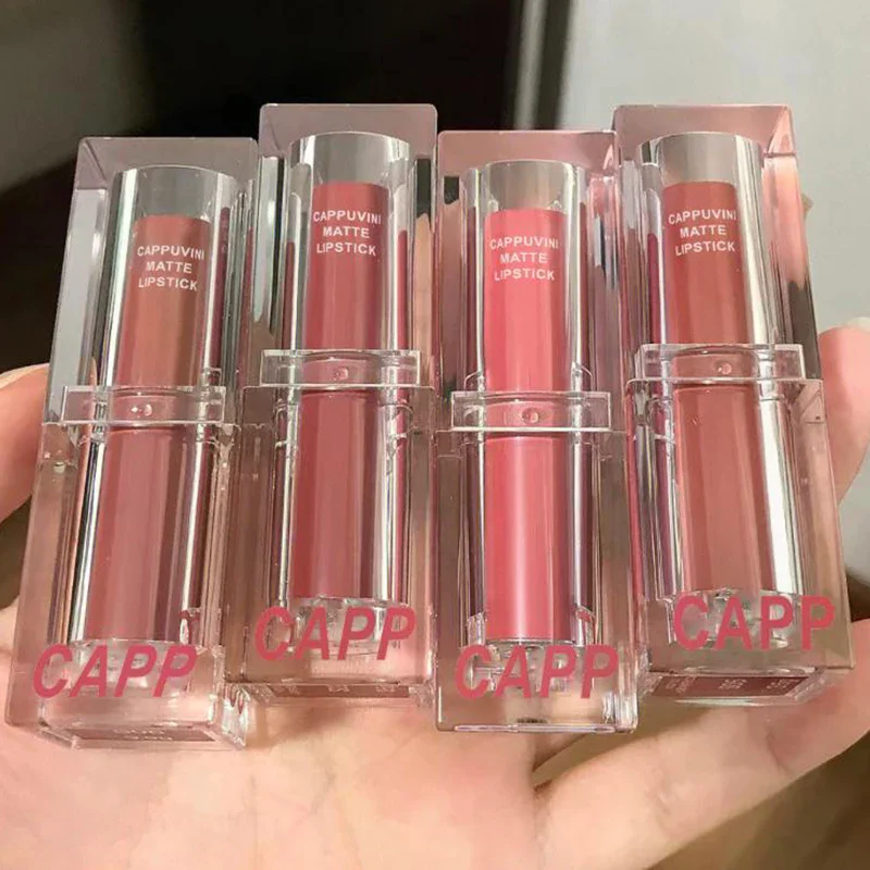 Transparent Acrylic Lipstick 6Colors Lip Stick Sexy Woman Velvet Matte Lipgross Tint Long Lasting Waterproof Lip Makeup Cosmetic