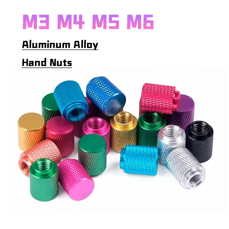 1~5pcs M3 M4 M5 M6 Anodized Aluminum Alloy Knurled Thumb Nut Hand Hand Grip Knob Blind Hole Nuts 9 Colors