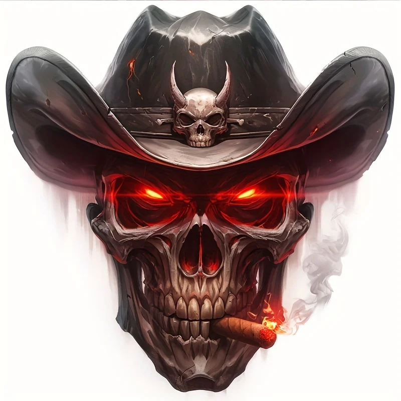 

Наклейки на ковбойскую шляпу с изображением курящей черепа (4 в 1) - двусторонние наклейки для мотоциклов и автомобилей, устойчивые к царапинам, с глянцевой поверхностью, ярко-красные.