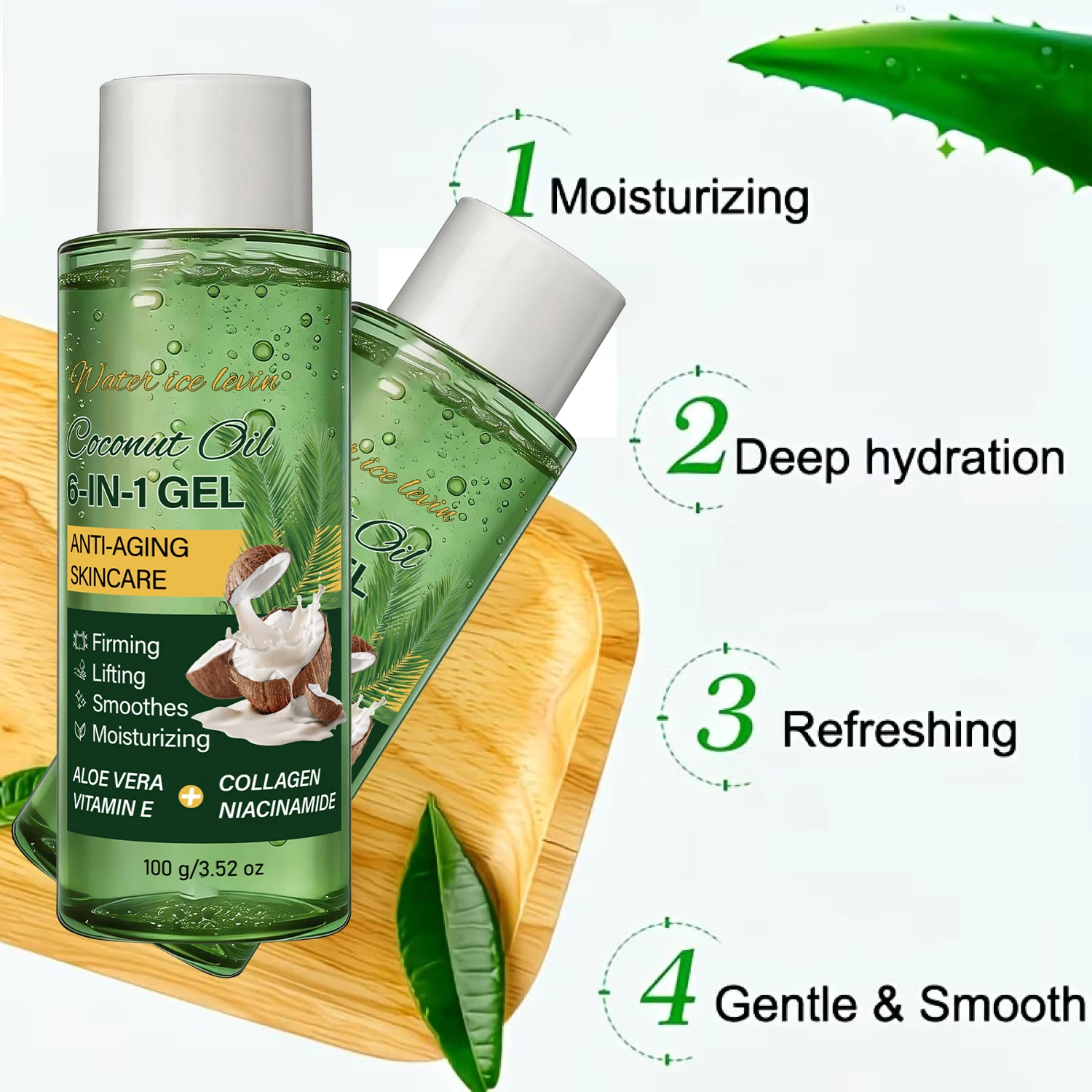 Anti Aging Firming Gel with Collagen & Hyaluronic Acid – 6 in 1 Moisturizing Face Gel with Aloe Vera, Lifting Skincare – 100g