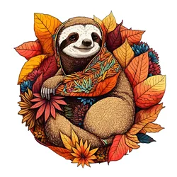 Cute Sloth Wooden Puzzle, Unique Animal Shapes, Educational Toys, Holiday Birthday Gift for Boys and Girls