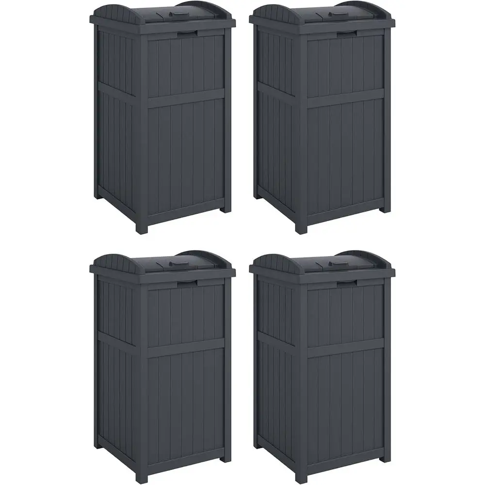 

Outdoor Waste Bin Trash Hideaway Container with Hinged Lid, 33 Gallon Capacity